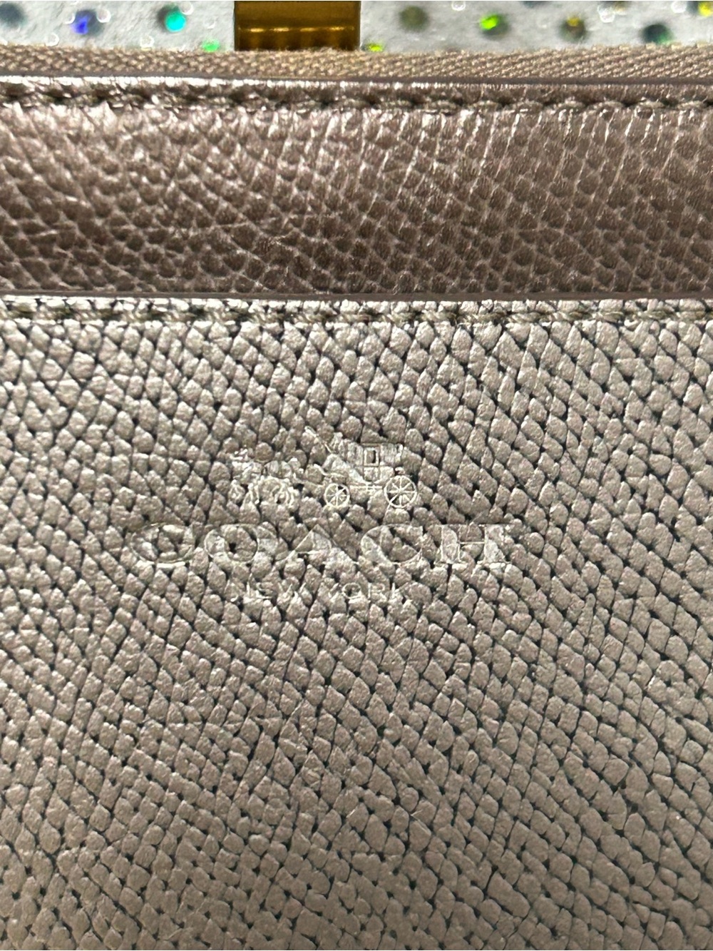 Coach Metallic Bronze Leather Card Wristlet Approx. 6x4 - Picture 8 of 10